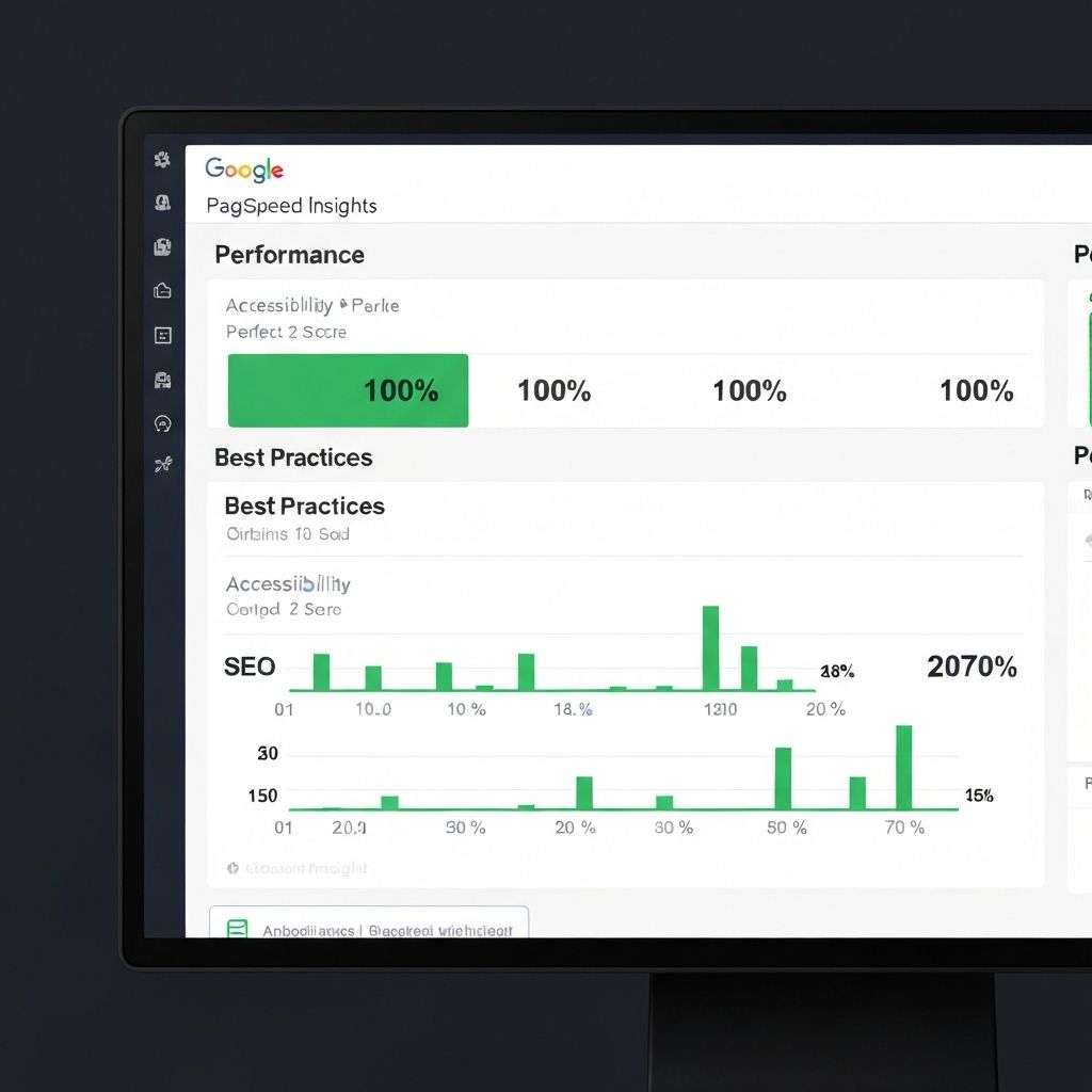 Google PageSpeed Insights showing perfect 100% scores